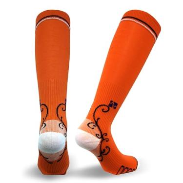 Imagem de Vitalsox Meias italianas de compressão graduada (1 par - ajustado) para mulheres melhor para corrida, viagem, yoga, enfermeiras, gravidez de maternidade, Laranja, Small