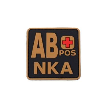 Imagem de Ruoming 1 peça de adesivos táticos de tipo sanguíneo, 5 x 5 cm, PVC 3D, fecho de gancho (marrom AB +)