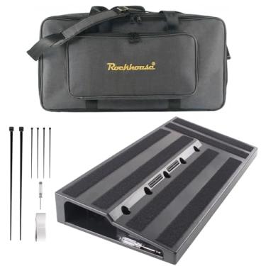 Imagem de Rockhouse Estojo Para Pedal De Guitarra Com Bolsa Transporte, Pedaleira 22'' X 11'' Em Abs, Compartimento Fonte Alimentação Efeitos Elétricos, Slot Palheta, Abraçadeiras, Fita Montagem