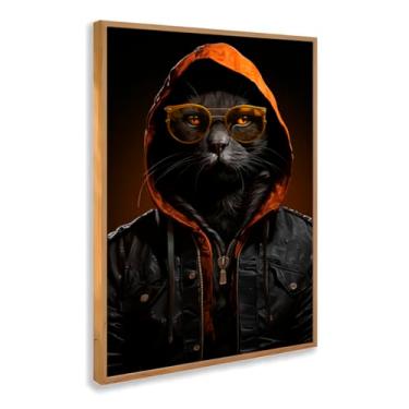 Imagem de Quadro Decorativo Raposa Realista Com Moldura Animal Selvagem Olhar Intenso Natureza Marrom Nórdico Minimalista Ilustração Moderna Foco Força