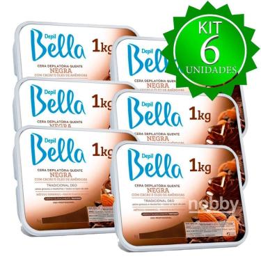 Imagem de Kit 6Un Cera Depilatória 1Kg Negra Depil Bella Profissional