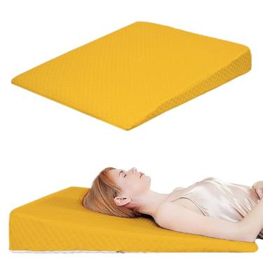 Imagem de VADSBO Travesseiro de cunha, almofadas de cama para dormir, ronco, suporte para as costas, após cirurgia, travesseiro triangular de espuma, capa lavável removível (amarelo, 12,7 cm)