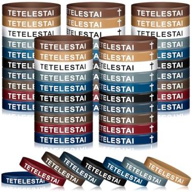 Imagem de Foilswirl Pulseira Tetelestai com 50 peças, cruz cristã, versículo bíblico, borracha, silicone, presentes para homens e mulheres, pulseiras religiosas de Jesus para festa de Halloween, Natal, Páscoa