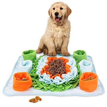 Imagem de TWOPER Tapete Snuffle para brinquedos de quebra-cabeça para cães, tapete interativo de ração para animais de estimação, alimentação de gatos com alça de fixação, estimulação cerebral, lavável à mão e