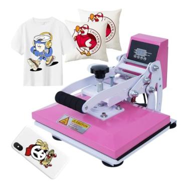 Imagem de Prensa Térmica Plana 23x30cm Sublimação Transfer sublimação máquina de prensagem para camiseta chapéu (NOVO Rosa 110v)
