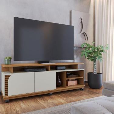 Imagem de Bancada Tv de 75'' 2 Portas com Rodízio Ewa 180cm Freijó/Off White C04