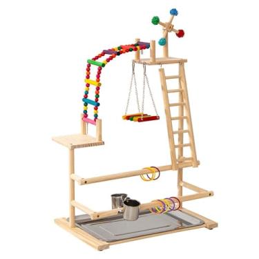 Imagem de Baoblaze Suporte decorativo para papagaios, cercadinho de pássaros, moinho de vento, brinquedos com 2 poleiros, suporte para periquitos Caique, periquitos,