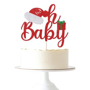 Imagem de Topo de bolo de Feliz Natal, decoração de feliz aniversário/festa de Papai Noel/chá de bebê/tema de inverno/artigos de decoração de festa de feliz Natal (oh baby -4)