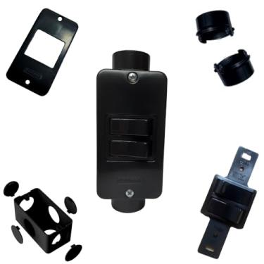 Imagem de KIT Interruptor Duplo Preto 3/4pol + Condulete 4/2 PVC Anti-Chamas Reforçado (Preto)