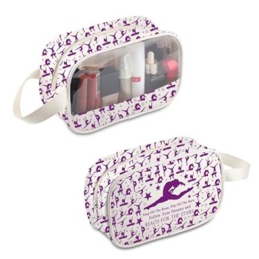 Imagem de BDPWSS Bolsa de maquiagem de ginástica, pular fora do feixe, abrir as barras, presente de treinador de ginástica, presente inspirador de ginasta, Pulo do feixe MB, À prova d'água