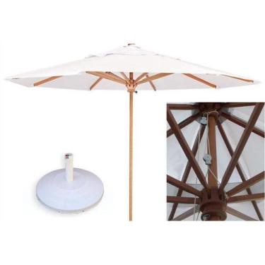 Imagem de Ombrelone Guarda Sol 3,00 Metros de Madeira Com Base - NossaKasa Móvei