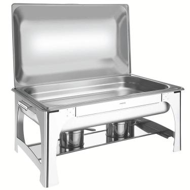 Imagem de Rechaud Tramontina Retangular em Aço Inox Banho Maria Tampa Removível com Fogareiro Cuba GN 1/1 9 L