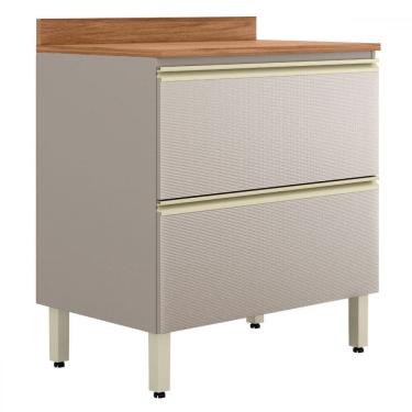 Imagem de Balcão de Cozinha 80,2 Cm Proença 1 Porta 1 Gaveta 100% Mdf Nogueira/Nude - Demóbile