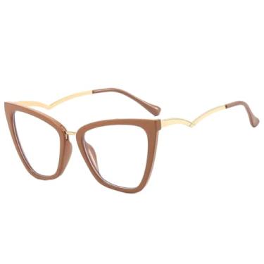 Imagem de Armação para óculos de sol femininos anti-luz azul, tamanho grande (marrom)