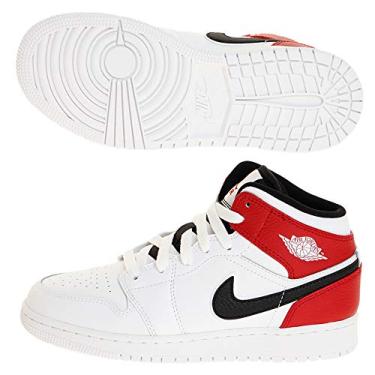 Imagem de Nike Kids GS Jordan 1 Mid White/Black-Gym Red Basketball Shoe (5)