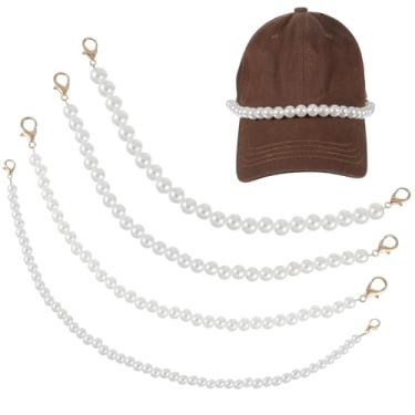 Imagem de Piriuuo 4 peças de correntes de chapéu de caminhoneiro de pérola, decoração de notas para mulheres homens correntes destacáveis de metal amuletos de chapéu de caminhoneiro para tênis faça você mesmo