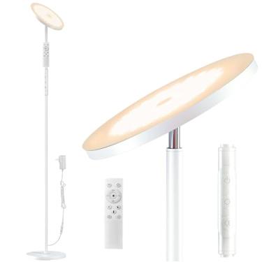 Imagem de Lâmpada de piso de LED, lâmpada de pé brilhante de 3600 lm, equivalente a 350 W com regulação contínua de 2700 K-6500 K, lâmpada moderna Torchiere com controle remoto/toque, lâmpada de 175 cm de
