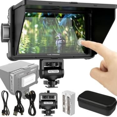 Imagem de VILTROX Kit de monitor de campo de câmera DC-550pro 14.0 cm tela sensível ao toque 4K HDMI DSLR câmeras monitores de vídeo com para-sol bateria np-f550