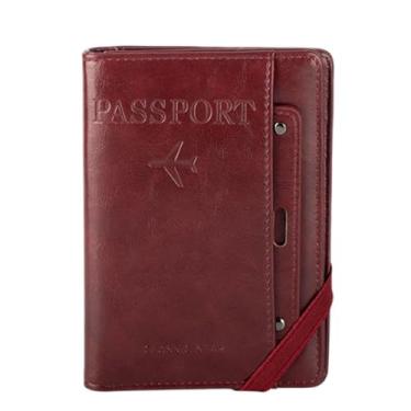 Imagem de Carteiras para passaporte, porta-cartões multifuncionais, carteira de identidade, passaporte, antifurto, viagem, passaporte, carteira de avião, Vinho tinto, One Size, Americano
