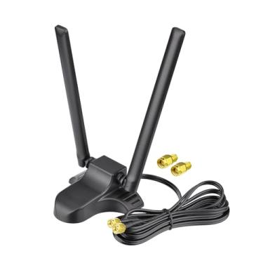 Imagem de Bingfu Antena WiFi de banda dupla 2,4 GHz 5,8 GHz RP-SMA base magnética com cabo de 2 metros para roteador PCIe cartão laptop câmera de segurança