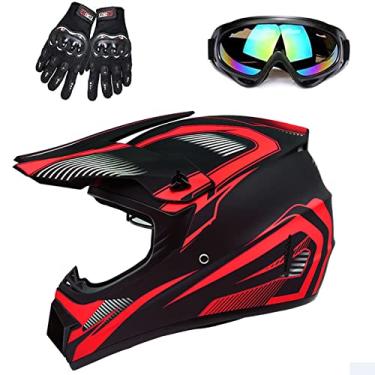 Imagem de Capacete adulto de 4 rodas, capacete off-road, capacete de motocross, certificação DOT, capacetes completos confortáveis e respiráveis para locomotivas usadas em todas as estações, vermelho, G
