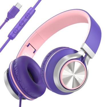 Imagem de Fones de ouvido INFURTURE USB C com fio com microfone e controle de vo