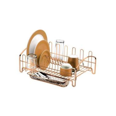 Imagem de Escorredor De Louças Pratos Talheres Copos Cozinha Cobre Rose Gold - 1