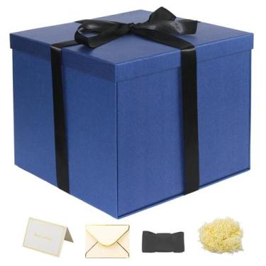 Imagem de Caixa de presente YINUOYOUJIA grande azul 30x30x25cm com acessórios