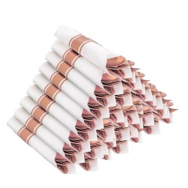 Imagem de Conjunto de talheres Joyido 200 peças de plástico dourado rosa para 50