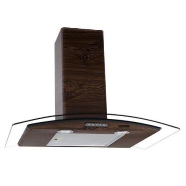 Imagem de Coifa de Parede 75cm Vidro Curvo Slim Nardelli Wood com Nogueira, 220V