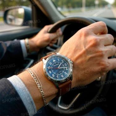 Imagem de Relógio Masculino Couro Silicone Analógico Dourado Casual - Mondaine e