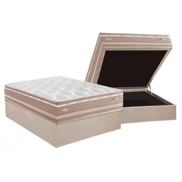Imagem de Conjunto Box Baú Casal: Colchão Molas Herval Maxspring Angres + Base C
