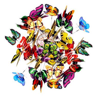 Imagem de 50 peças de decoração de estacas de jardim de borboletas, ornamentos de estacas de borboleta, borboletas artificiais à prova d'água para buquê de flores, jardim, jardim, estacas decorativas para uso
