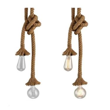 Imagem de DongMingJianHui Luzes pendentes industriais vintage luz aranha ajustável DIY lustre montagem luzes de teto 4/6/8 cabeças candelabro plástico/cânhamo gota corda E27