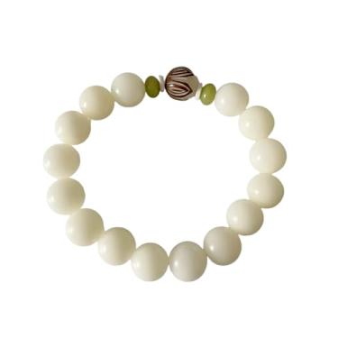 Imagem de TUDUHUT Pulseira de raiz Bodhi natural de 12 mm, cordão elástico, contas de resina, design de fabricação de joias