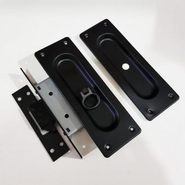 Imagem de Fechadura Arouca Bico Duplo Correr Chave p/ Banheiro Preto