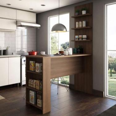 Imagem de Gabinete Balcão Armário Banheiro Yara 80cm e Painel c/ Prateleiras - L