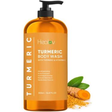 Imagem de Sabonete líquido Healov, açafrão, clareador de manchas escuras, 250 ml