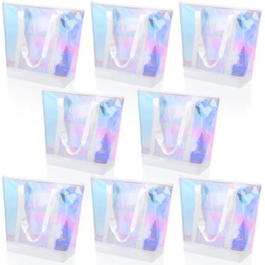 Imagem de Reginary 8 bolsas transparentes, bolsa de ombro aprovada pela segurança, bolsa transparente com fecho de zíper para viagens e trabalho (branca, Tpu)