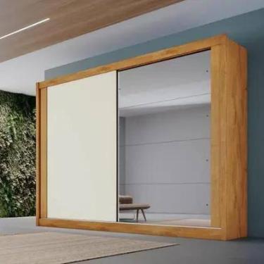 Imagem de Guarda Roupa Casal Espelho 2 Portas 4 Gavetas Creta Móveis Europa Cor 