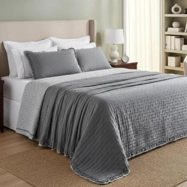 Imagem de Cobre Leito Casal Queen Size 200 Fio Magnólia Luxo E Aconchego ALICE -