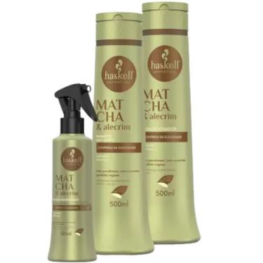 Imagem de Kit Haskell Matcha Shampoo + Cond + Fluido 500 ml 3 Itens Completo