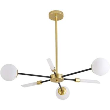 Imagem de Lustres Sputnik Preto Ouro Moderno Acrílico Pendente Luz com 12 Luzes Branco Fosco Abajur Lustres Luminárias de Teto, Decoração Moderna