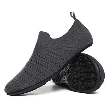 Imagem de CanLeg Pantufas para uso interno para adultos, leves, para idosos, antiderrapantes para casa, sapatos para mulheres e homens, Cinza escuro 20002, 7.5-8 US Women / 6-6.5 US Men