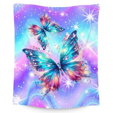 Imagem de Presentes para meninas, cobertor de borboleta, presentes para mulheres, 101,6 cm x 127 cm, manta de flanela confortável de flanela infantil para sofá-cama