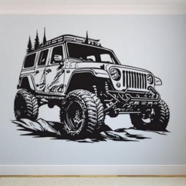 Imagem de Adesivos de parede de veículos off-road, pôsteres de parede Jeep, decalques artísticos de carro, decorações de quarto infantil, murais 118 x 86 cm