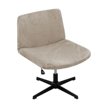 Imagem de Kitegrese Capas de cadeira de escritório com pernas cruzadas elásticas, capa larga para assento de escritório moderna, giratória, para sala de estar e quarto (cinza champanhe)