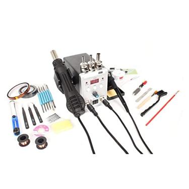 Imagem de Estação de solda com display digital antiestático 2 em 1, ferro de solda, pistola de ar quente, ferramenta elétrica para reparo e dessoldagem (cor: conjunto-7)