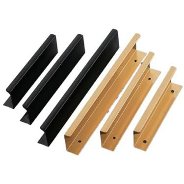 Imagem de Puxador invisível de liga de alumínio preto puxadores de porta de armário de cozinha guarda-roupa porta móveis ferragens 2 peças (preto escovado 407 mm)