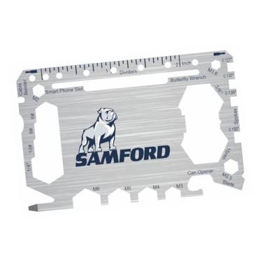 Imagem de Samford University Cartão multiferramentas de bolso 46 em 1 com régua em polegadas – Ferramenta de carteira EDC de sobrevivência com chaves de fenda, chaves, abridor de garrafa e lata, cortador de fio